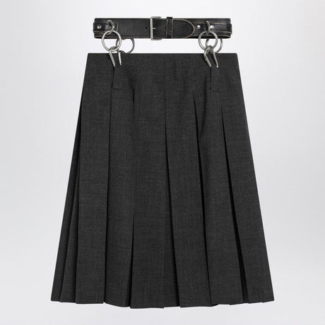 PRADA Pleated Matting Mini Skirt with Belt