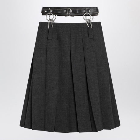 PRADA Pleated Matting Mini Skirt with Belt