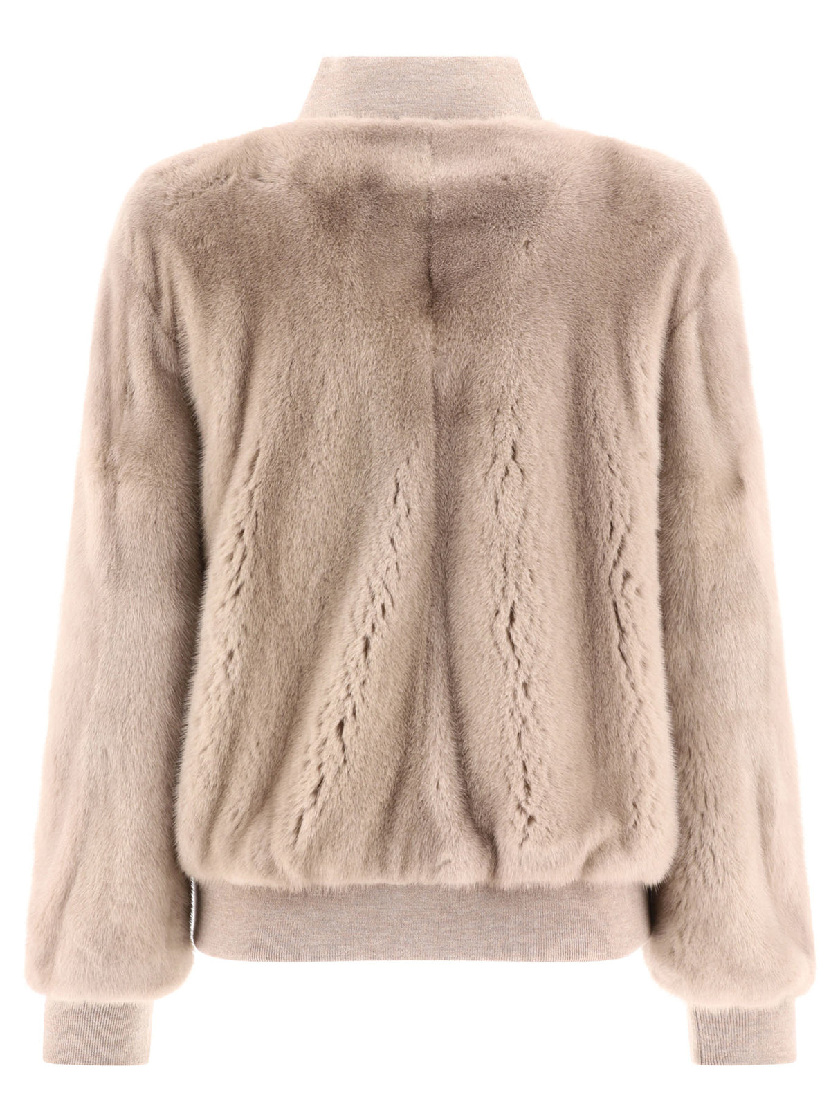 GIOVI Beige Mink Fur Bomber Jacket for Women - FW23 Collection