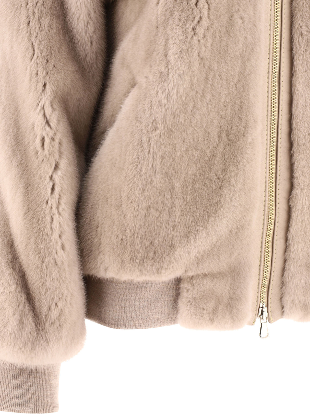 GIOVI Beige Mink Fur Bomber Jacket for Women - FW23 Collection