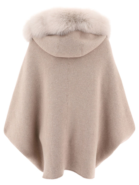豪华米色羊毛和羊绒披肩女士款-FW23