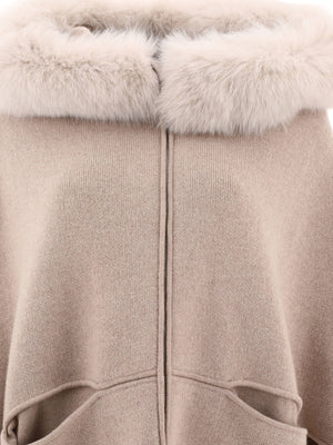 GIOVI Luxurious Beige Wool and Cashmere Cape for Women - FW23 Collection