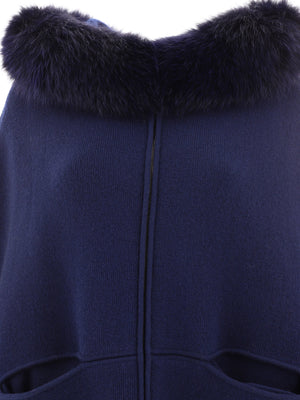 Áo choàng len và cachemire màu xanh sang trọng cho phụ nữ - Bộ sưu tập FW23