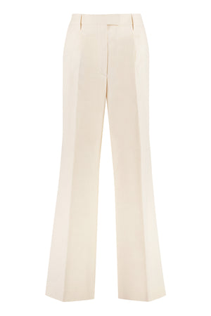 High-Rise Pink Cotton Trousers with Four Pockets