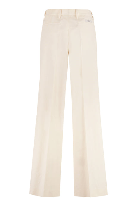 High-Rise Pink Cotton Trousers with Four Pockets
