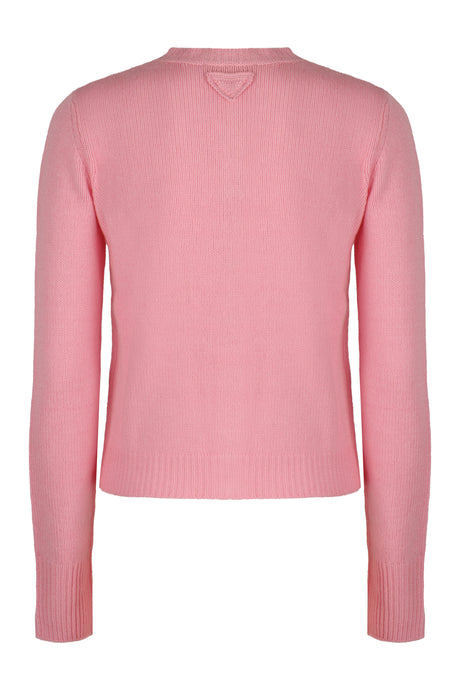 PRADA Cashmere Cardigan with Ribbed Knit Edges