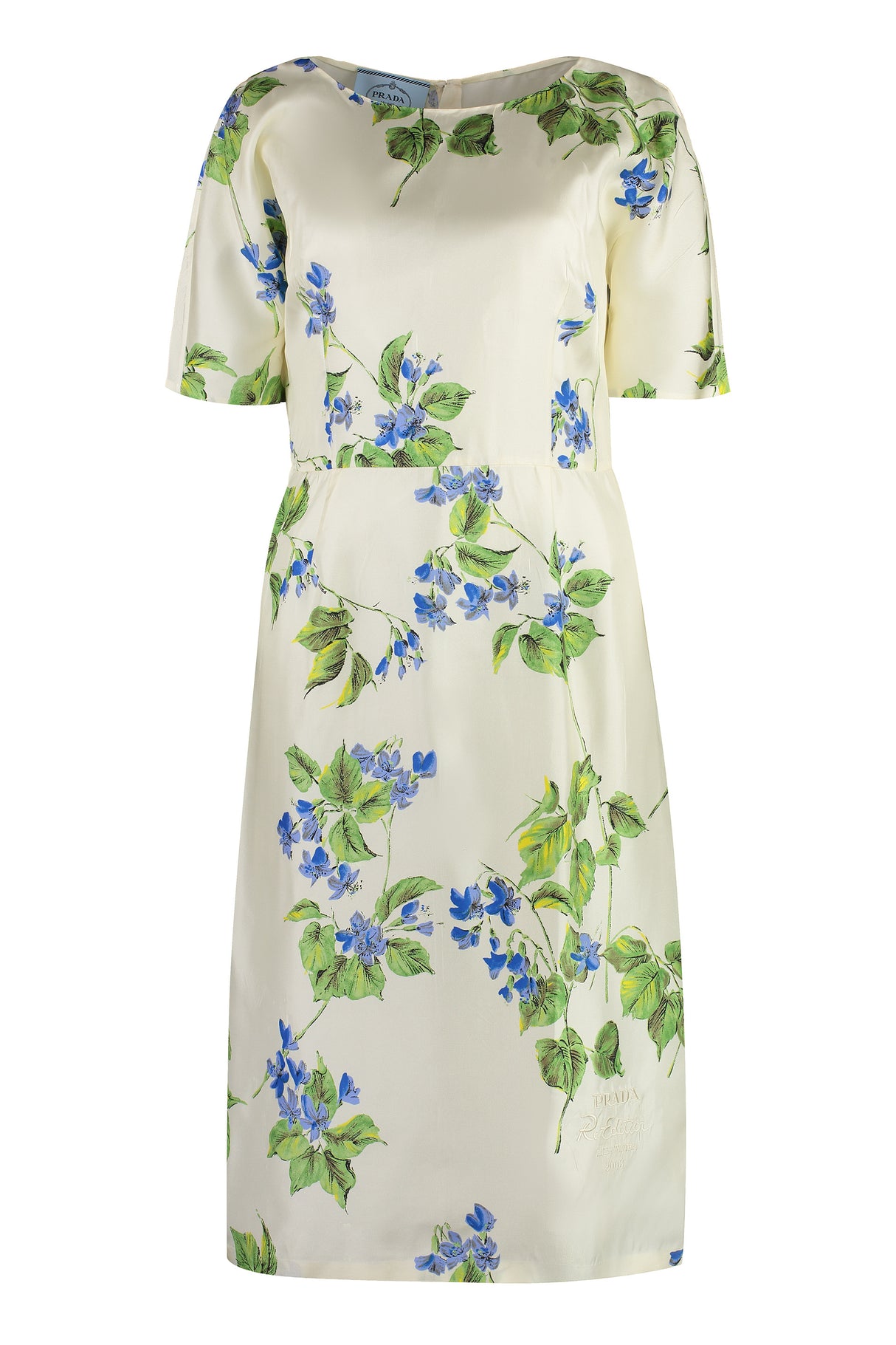 PRADA Ivory Floral Silk Blend Mini Dress