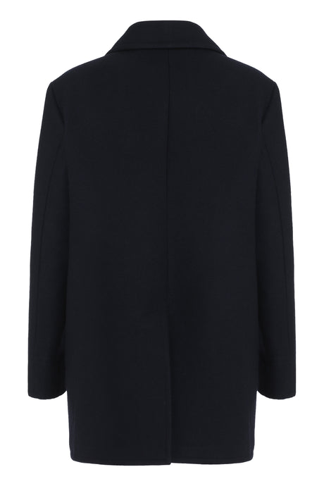 Áo khoác lông cừu hai hàng với điểm nhấn nhãn hiệu - Phong cách thời trang Quốc tế cho phái nữ