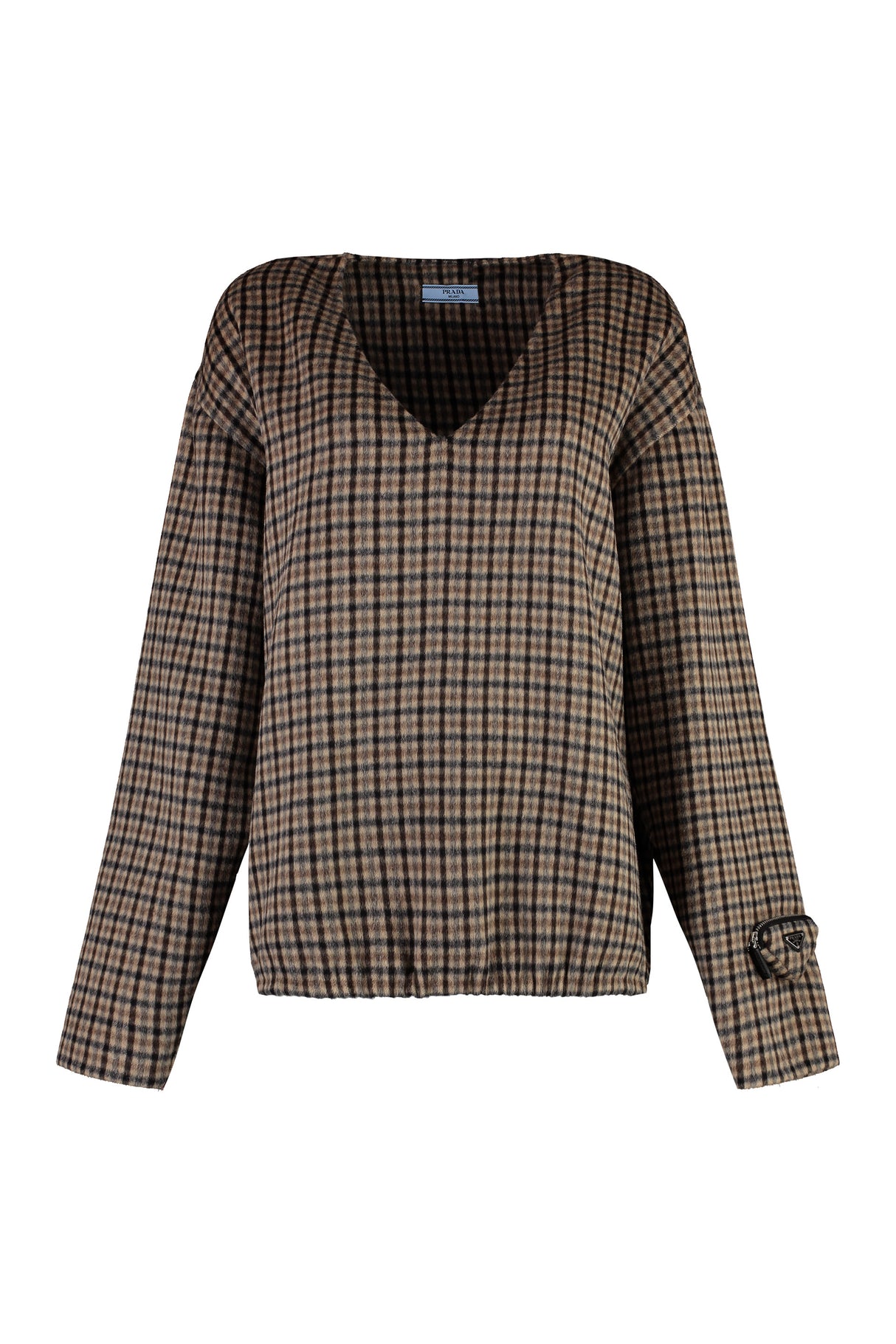 Áo len nữ Beige Checkered Cashgora tuyệt đẹp - FW23