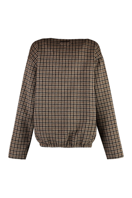 PRADA Beige Checkered Cashgora Sweater for Women - FW23