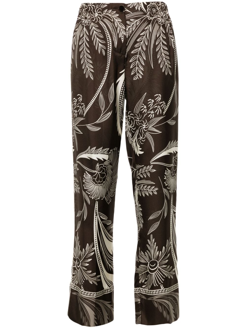 F.R.S FOR RESTLESS SLEEPERS Elegant Silk Botanical Print Trousers