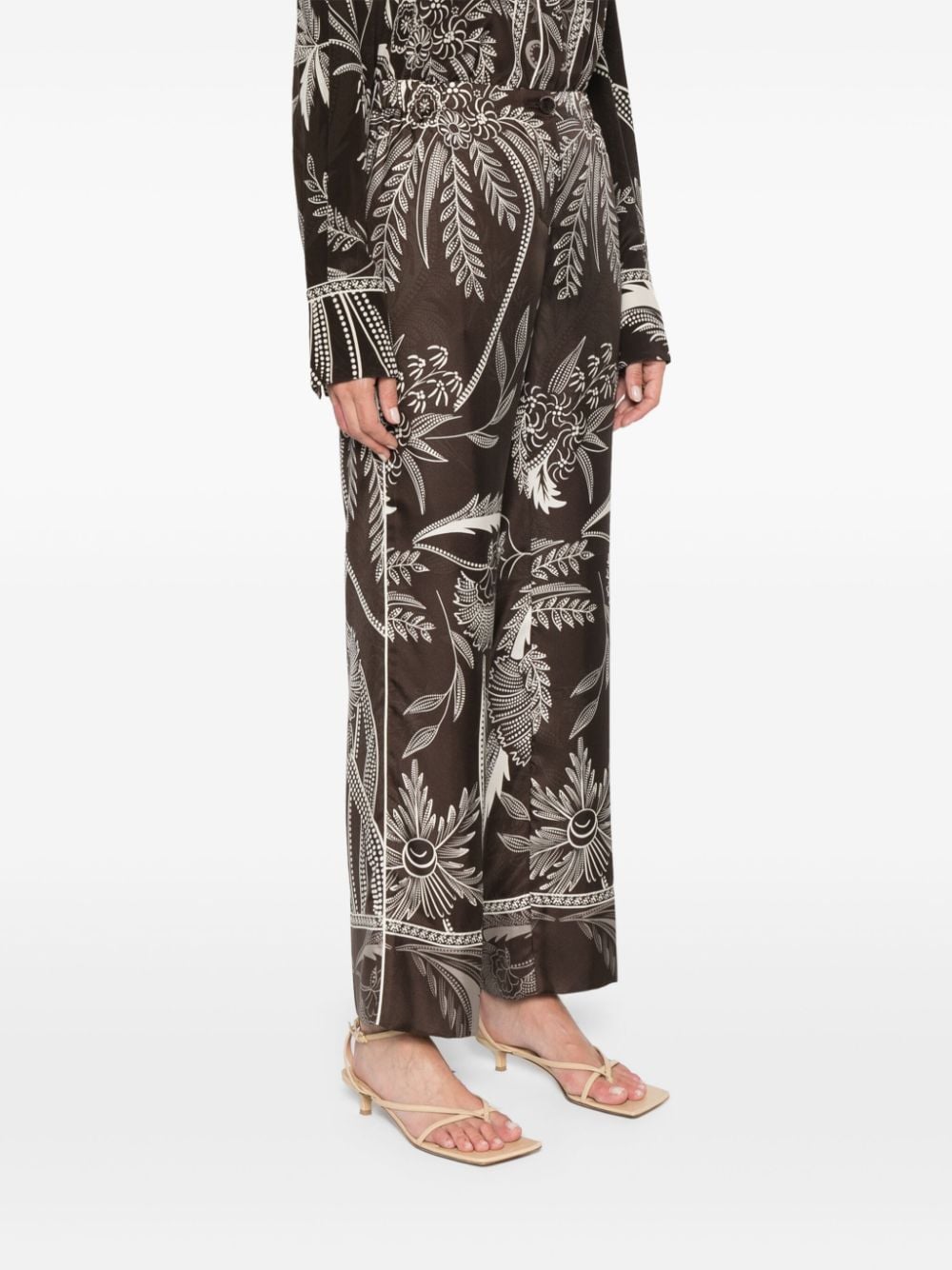 F.R.S FOR RESTLESS SLEEPERS Elegant Silk Botanical Print Trousers