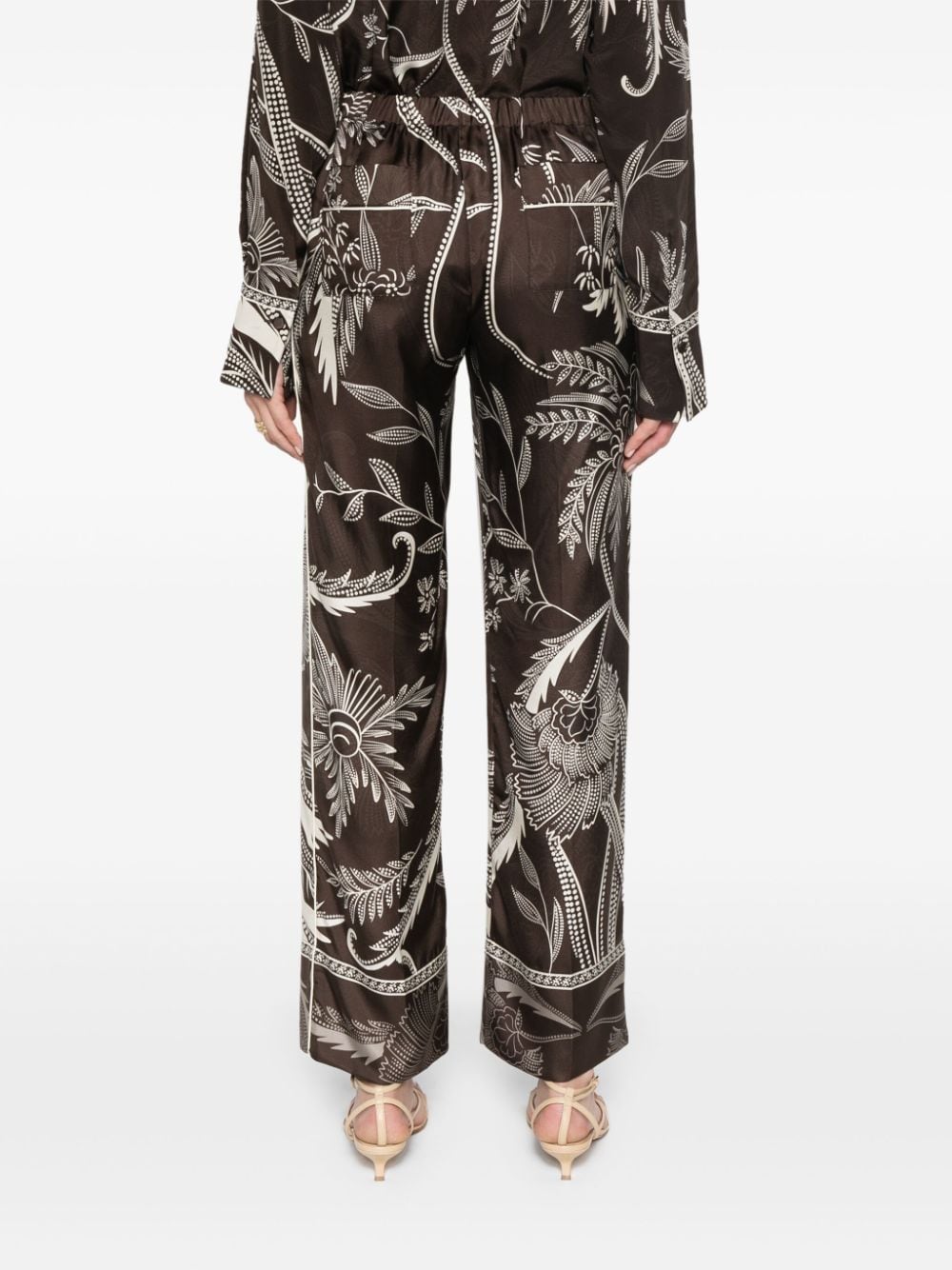 F.R.S FOR RESTLESS SLEEPERS Elegant Silk Botanical Print Trousers