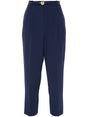 ELISABETTA FRANCHI Embroidered-Logo Crepe Trousers - Tapered Fit