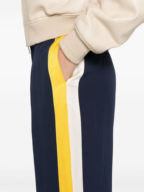 ELISABETTA FRANCHI High-Waisted Crepe-Satin Stripe-Detailing Trousers