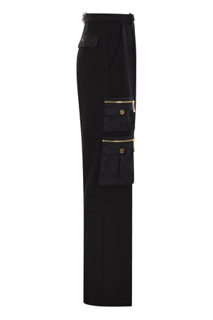 ELISABETTA FRANCHI Chic Straight Crepe Trousers with Pockets and Belt