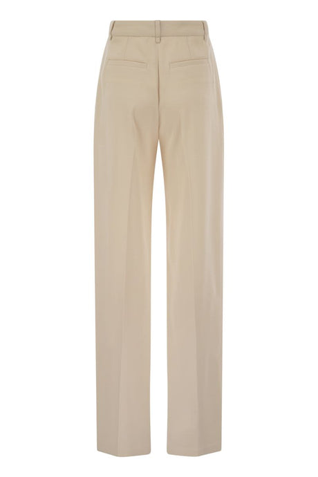 ELISABETTA FRANCHI Lightweight Crepe Trousers with Contrast Stitching