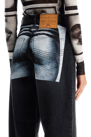 JEAN PAUL GAULTIER Wide Leg Jeans with Iconic Body Print - Size 26