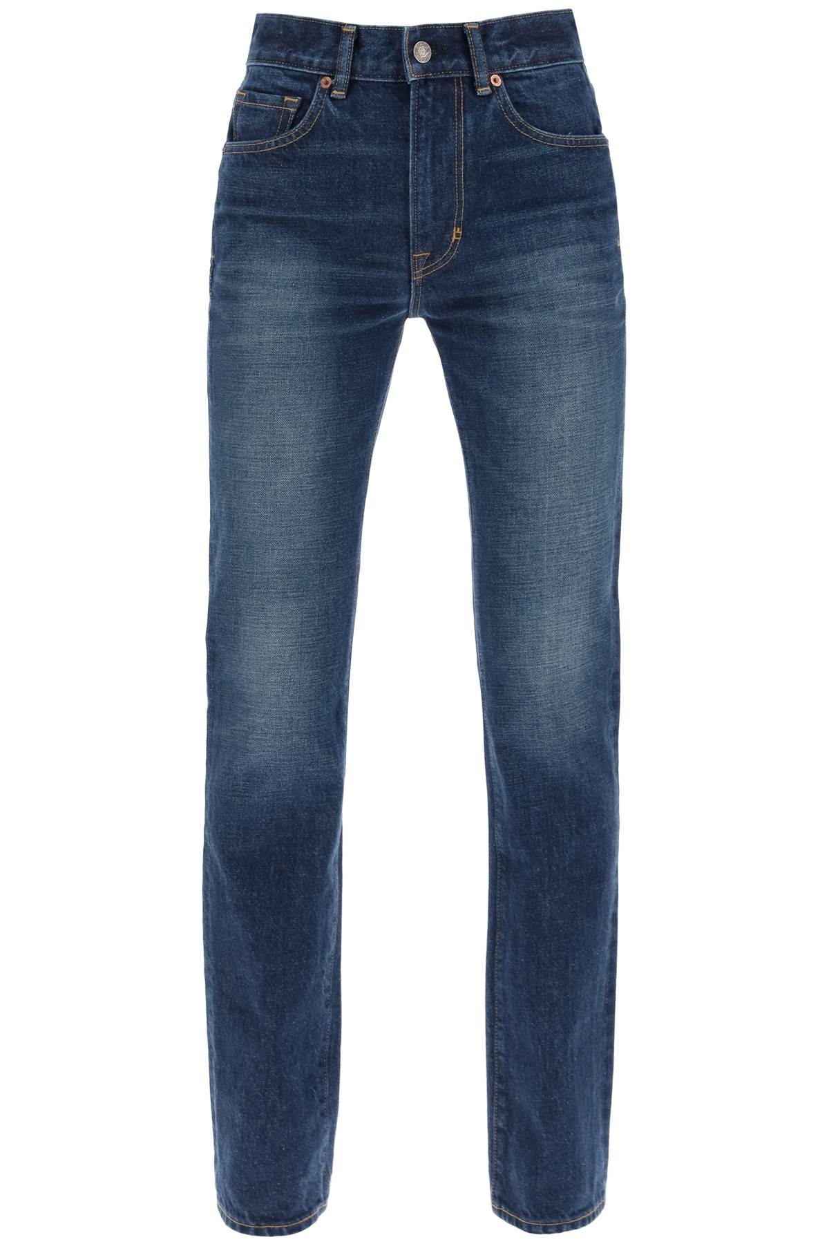 TOM FORD Navy Straight Leg Jeans for Women with Stone Wash Treatment