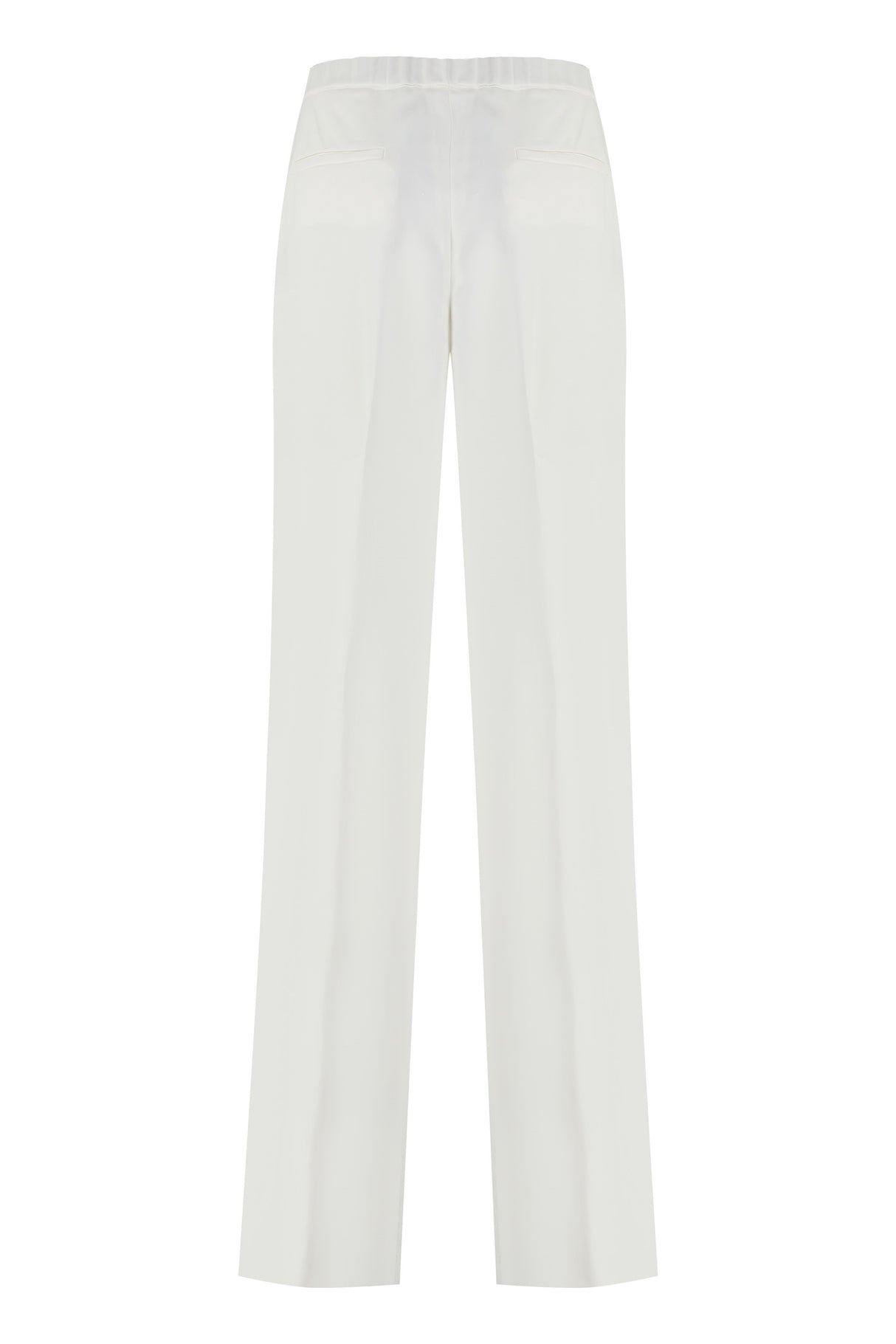 FABIANA FILIPPI White Viscose Trousers for Women with Gathered Elastic Waist and Detailed Embroidery