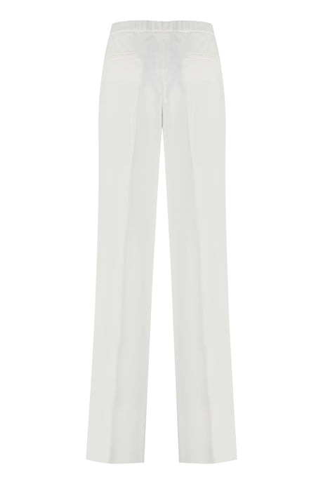 FABIANA FILIPPI White Viscose Trousers for Women with Gathered Elastic Waist and Detailed Embroidery