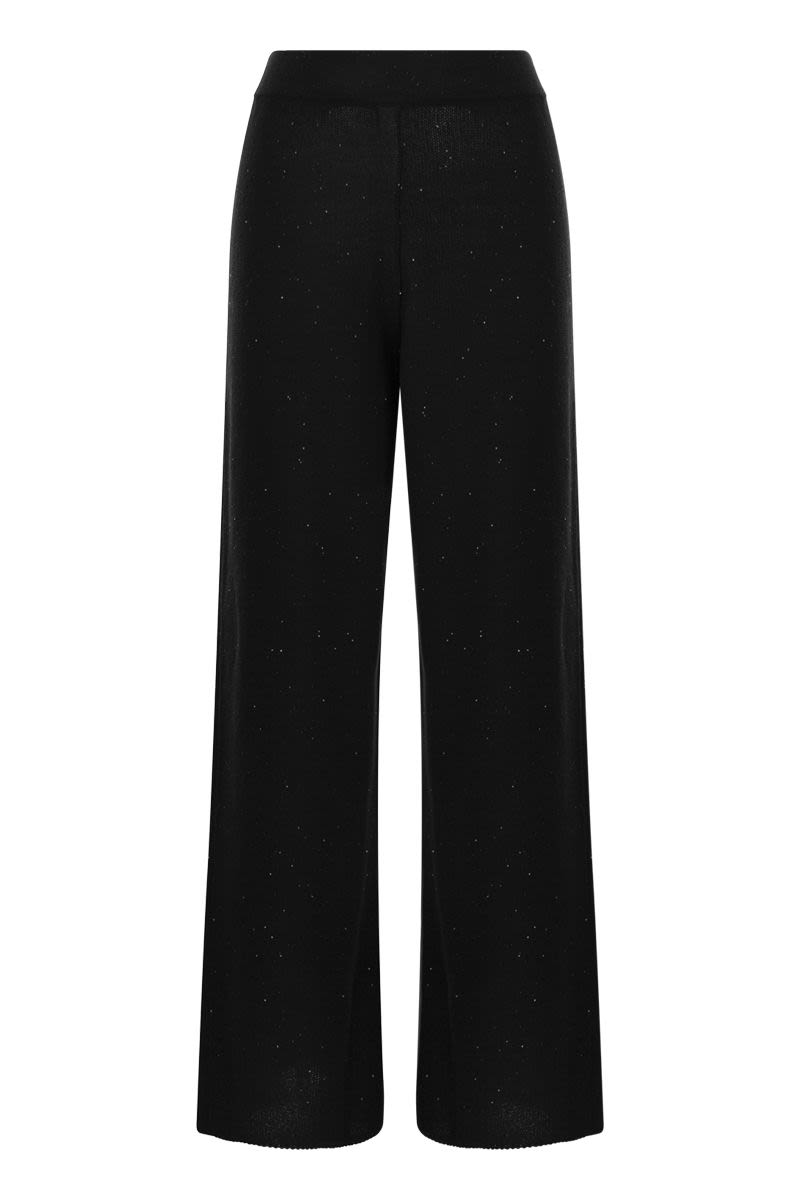 FABIANA FILIPPI Contemporary Black Cotton-Linen Trousers with Micro Sequins for Women