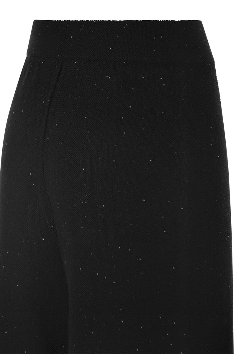 FABIANA FILIPPI Contemporary Black Cotton-Linen Trousers with Micro Sequins for Women