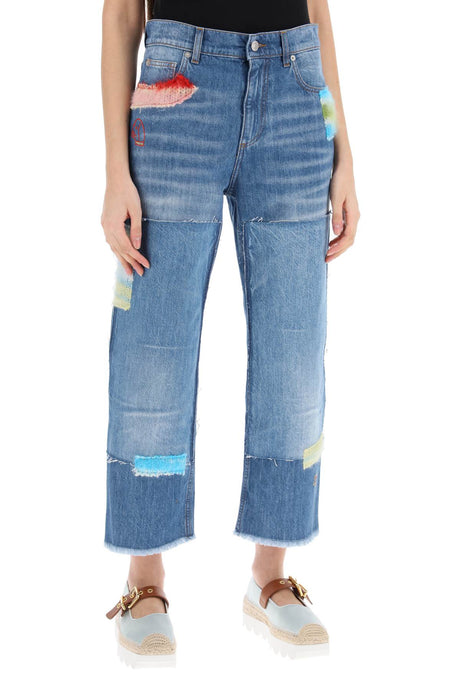 جينز قصير من القطن الداكن مع إدخالات من الشعير الأورجانيك