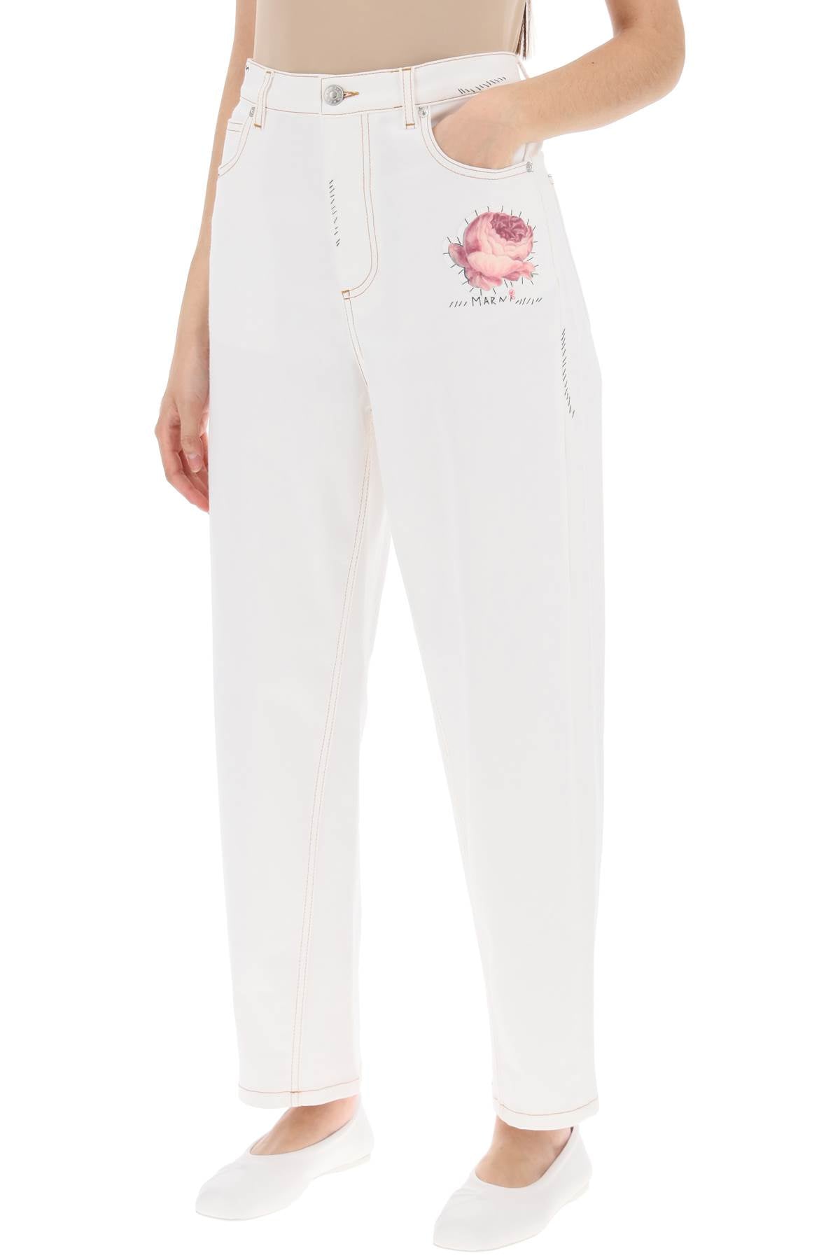 MARNI White Logo Application Jeans for Women