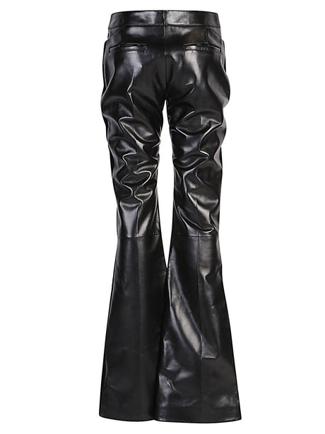 Flared Leather and Velvet Trousers for Women
