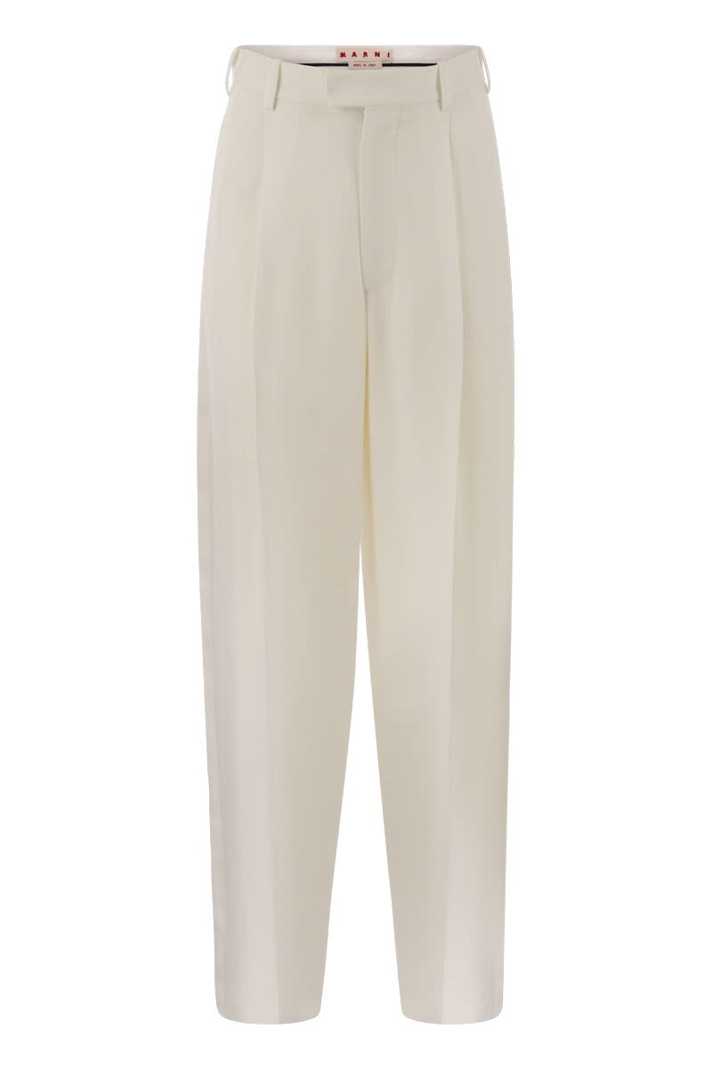 MARNI White High Waist Baggy Trousers for Women