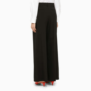 MARNI Black Wool Palazzo Trousers for Women in FW23