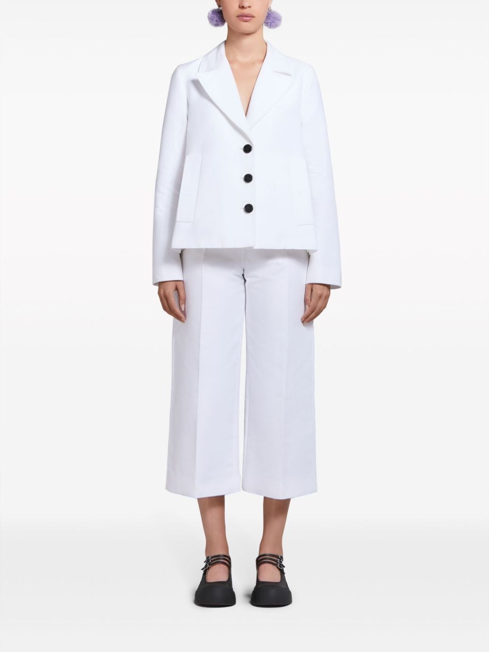 MARNI Lilywhite Cotton Woven Pants for Women - SS24 Collection