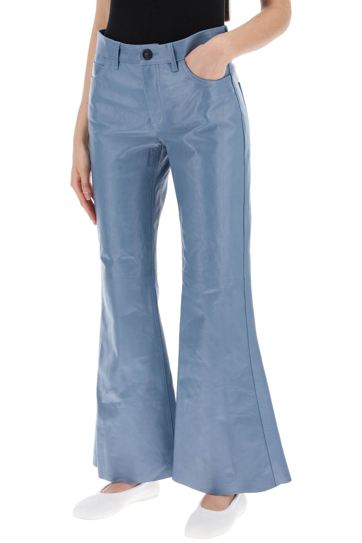 MARNI Aqua Flared Leather Pants for Women - SS24 Collection