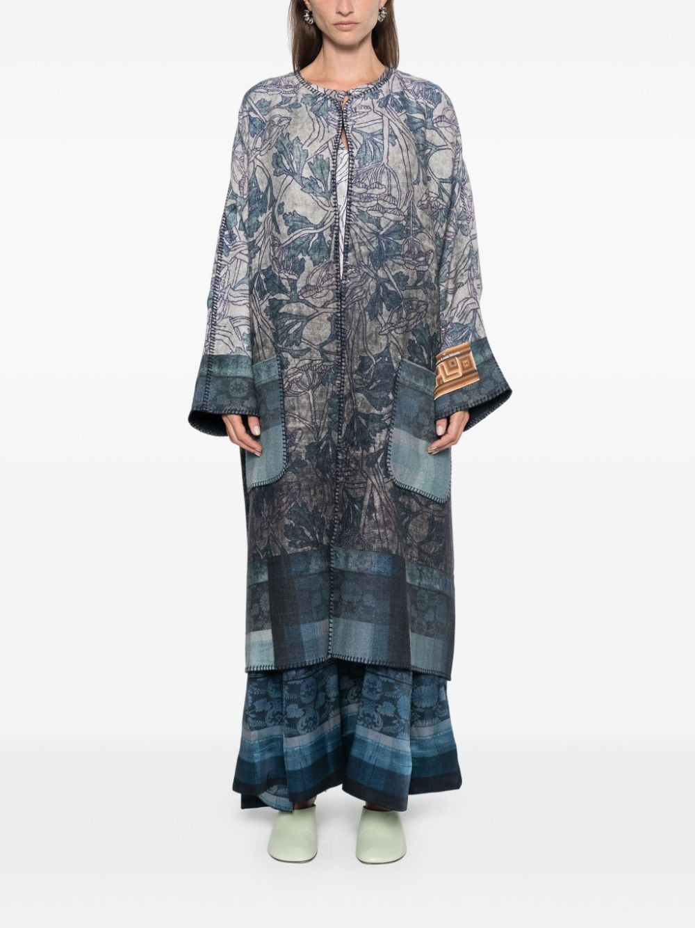 PIERRE LOUIS MASCIA Chic Botanical Wool Kimono