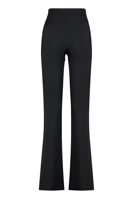 ELISABETTA FRANCHI Chic Wide-Leg Crepe Trousers with Chain Detail