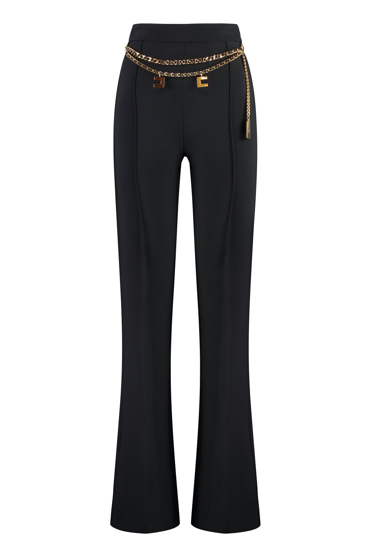 ELISABETTA FRANCHI Chic Black Pants with Belt Detail