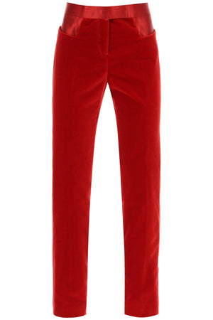 TOM FORD Red Velvet Pants with Satin Bands for Women