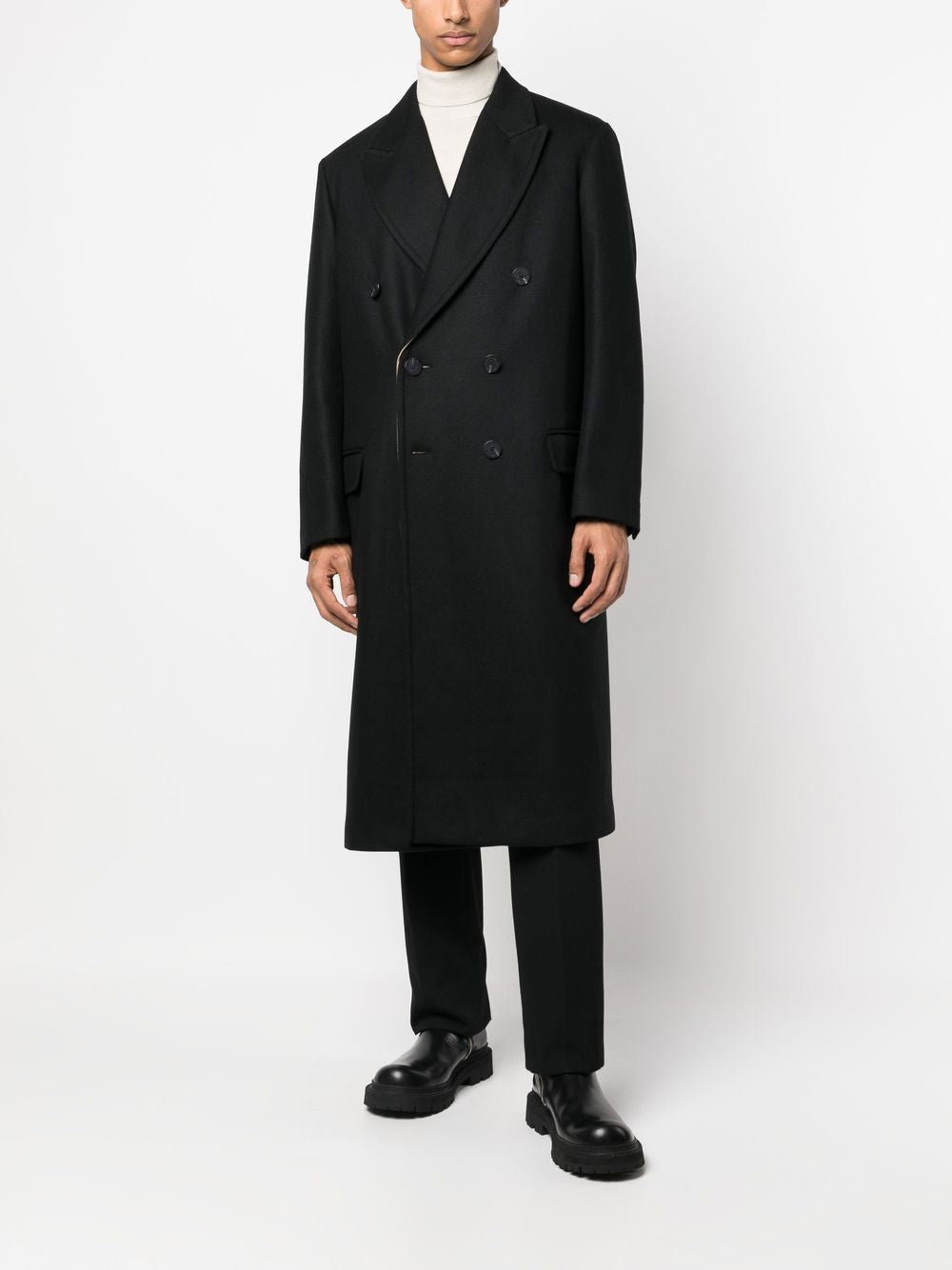 男士黑色和米色双面混纺奢华外套