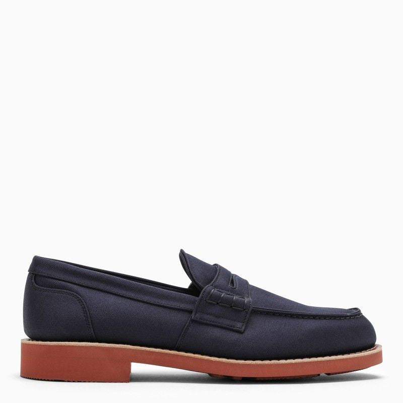 Navy Blue Cotton Canvas Loafer