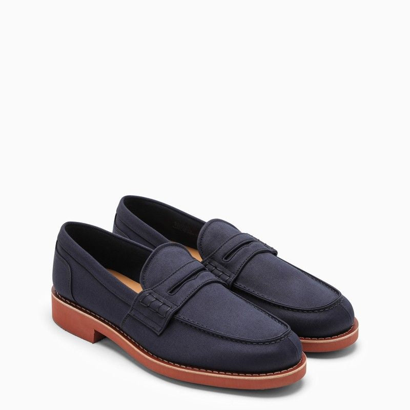 Navy Blue Cotton Canvas Loafer