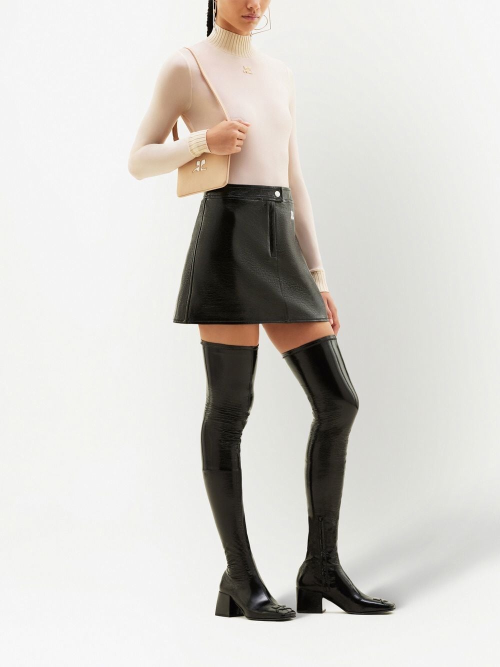 Black Cotton Mini Skirt for Women - SS24 Collection