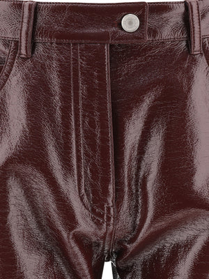 COURREGÈS Burgundy 5-Pocket Vinyl Pants for Women - SS24 Collection