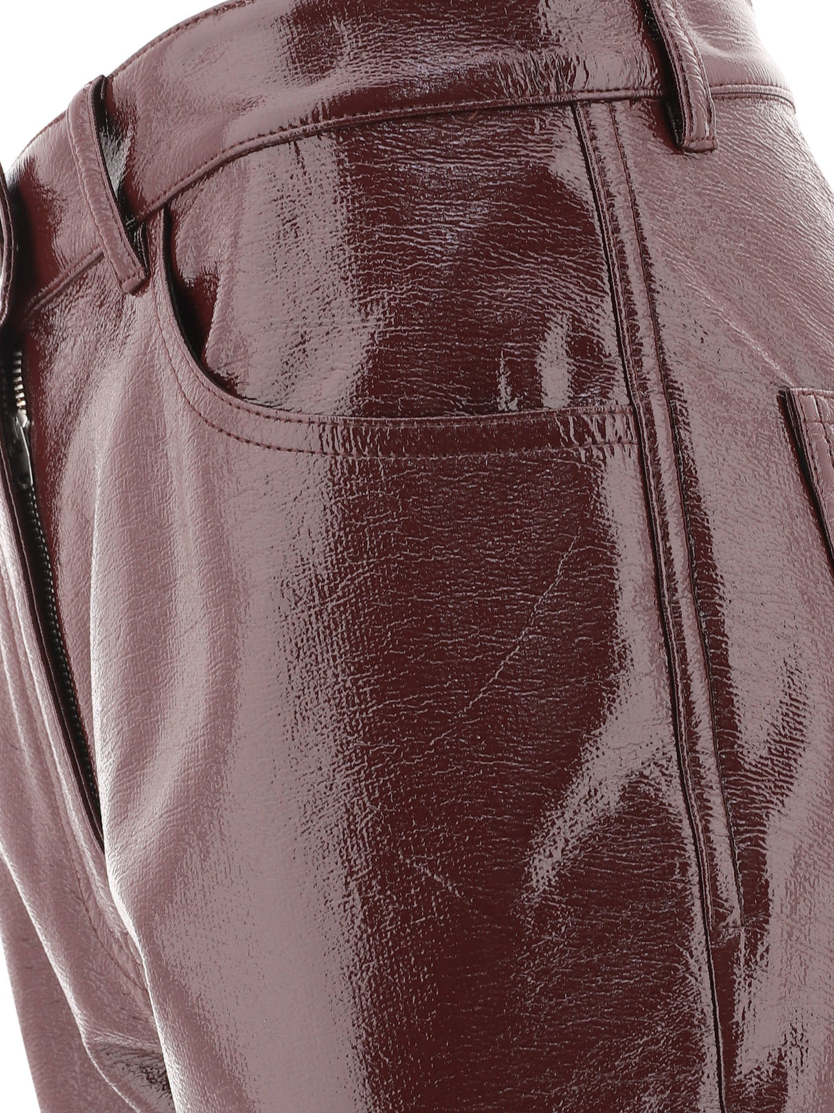 COURREGÈS Burgundy 5-Pocket Vinyl Pants for Women - SS24 Collection