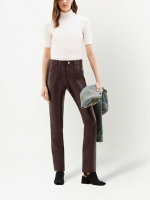 COURREGÈS Burgundy 5-Pocket Vinyl Pants for Women - SS24 Collection