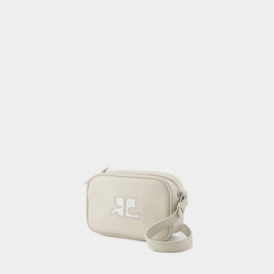 COURREGÈS Mini Gray Leather Crossbody Bag