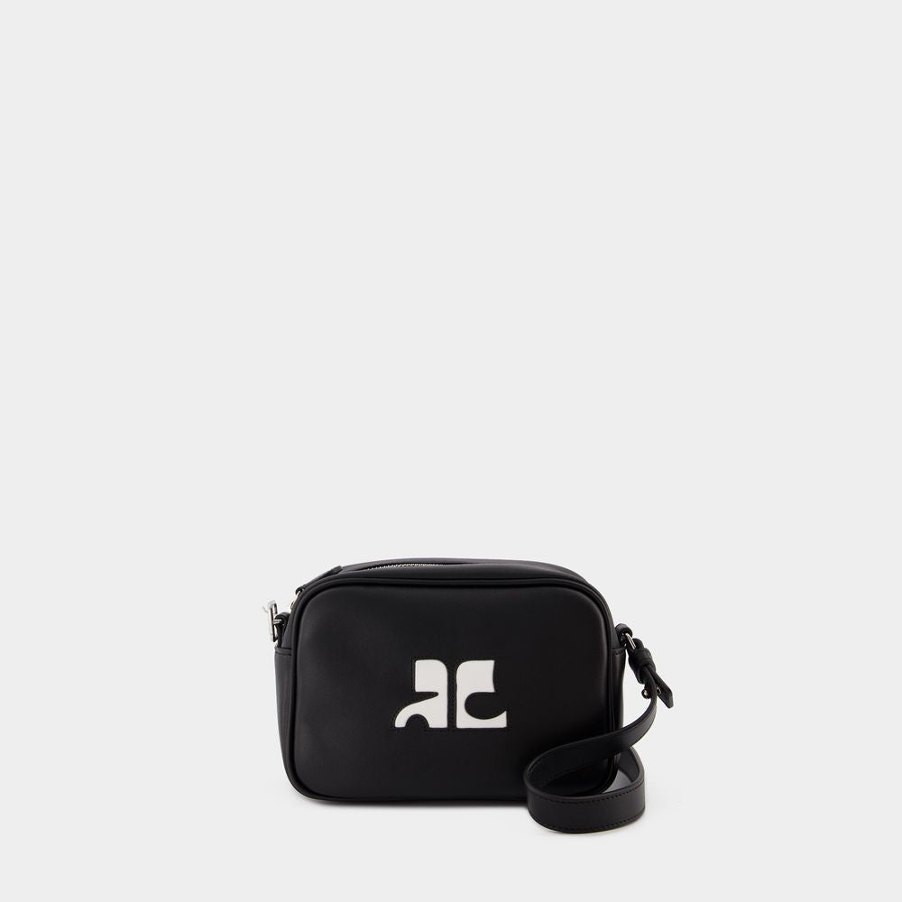 COURREGÈS Elegant Mini Camera Crossbody in Black Leather