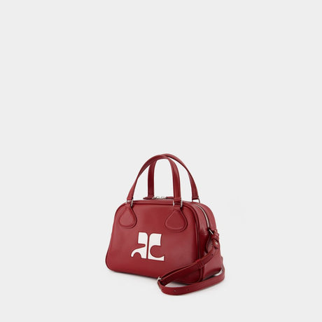 COURREGÈS Mini Red Leather Bowling Handbag for Women