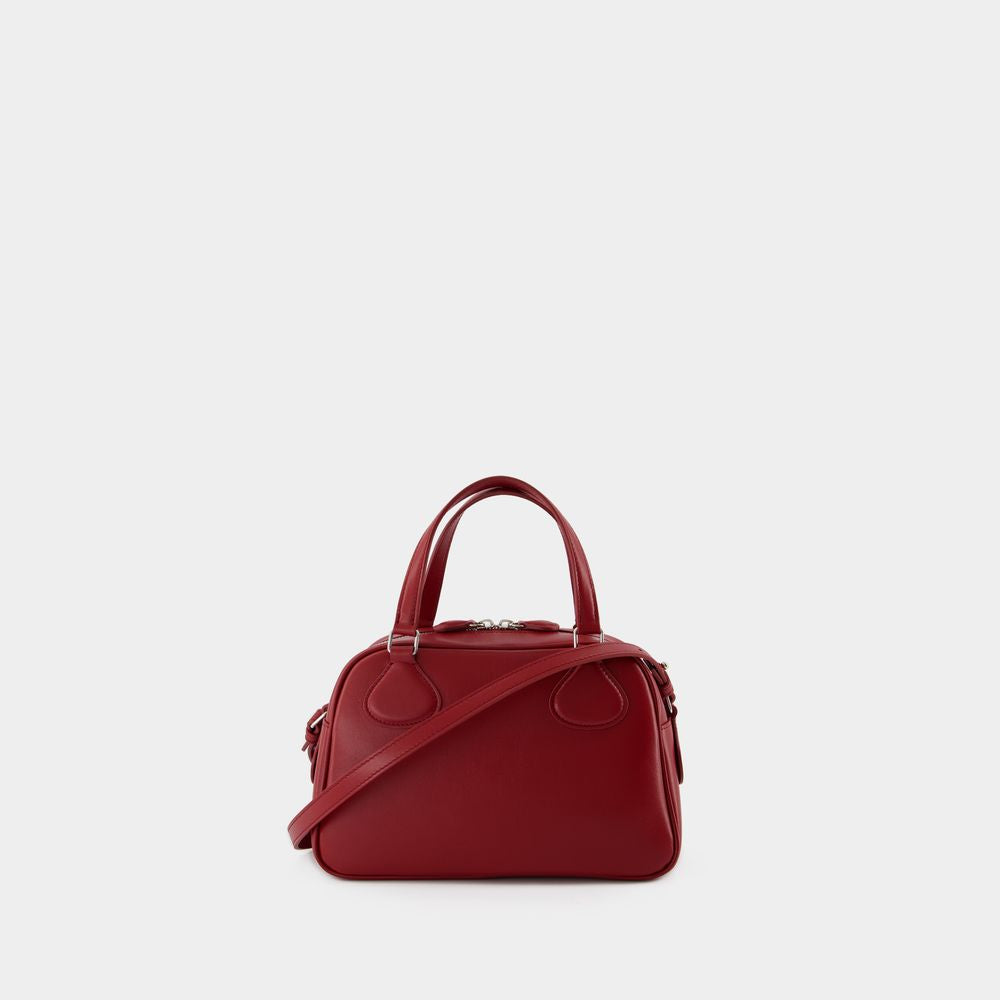 COURREGÈS Mini Red Leather Bowling Handbag for Women