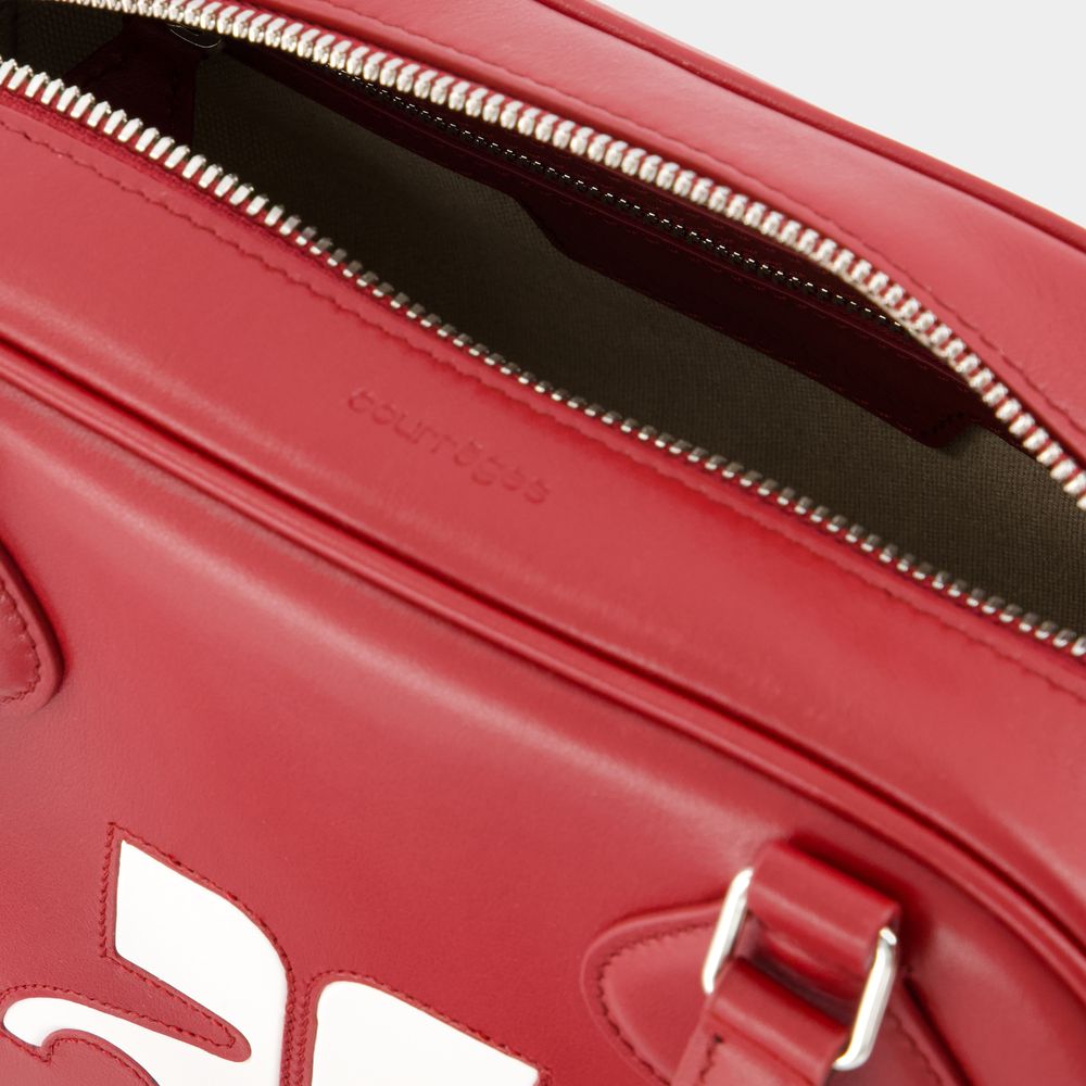 COURREGÈS Mini Red Leather Bowling Handbag for Women